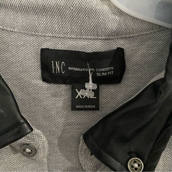 Inc Men’s Slim Fit Gray Button Front Casual Shirt - Picture 2 of 4